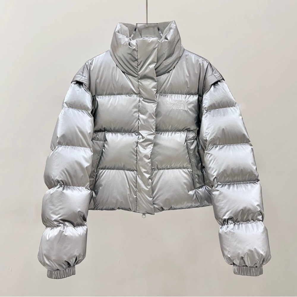 The North Face Silver Cropped Puffer Jacket